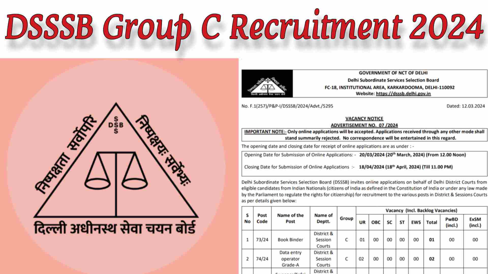 DSSSB Group C Recruitment 2024